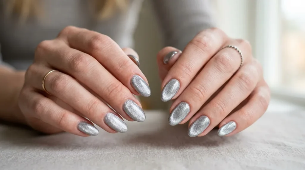5. Silver Velvet Nails ✨